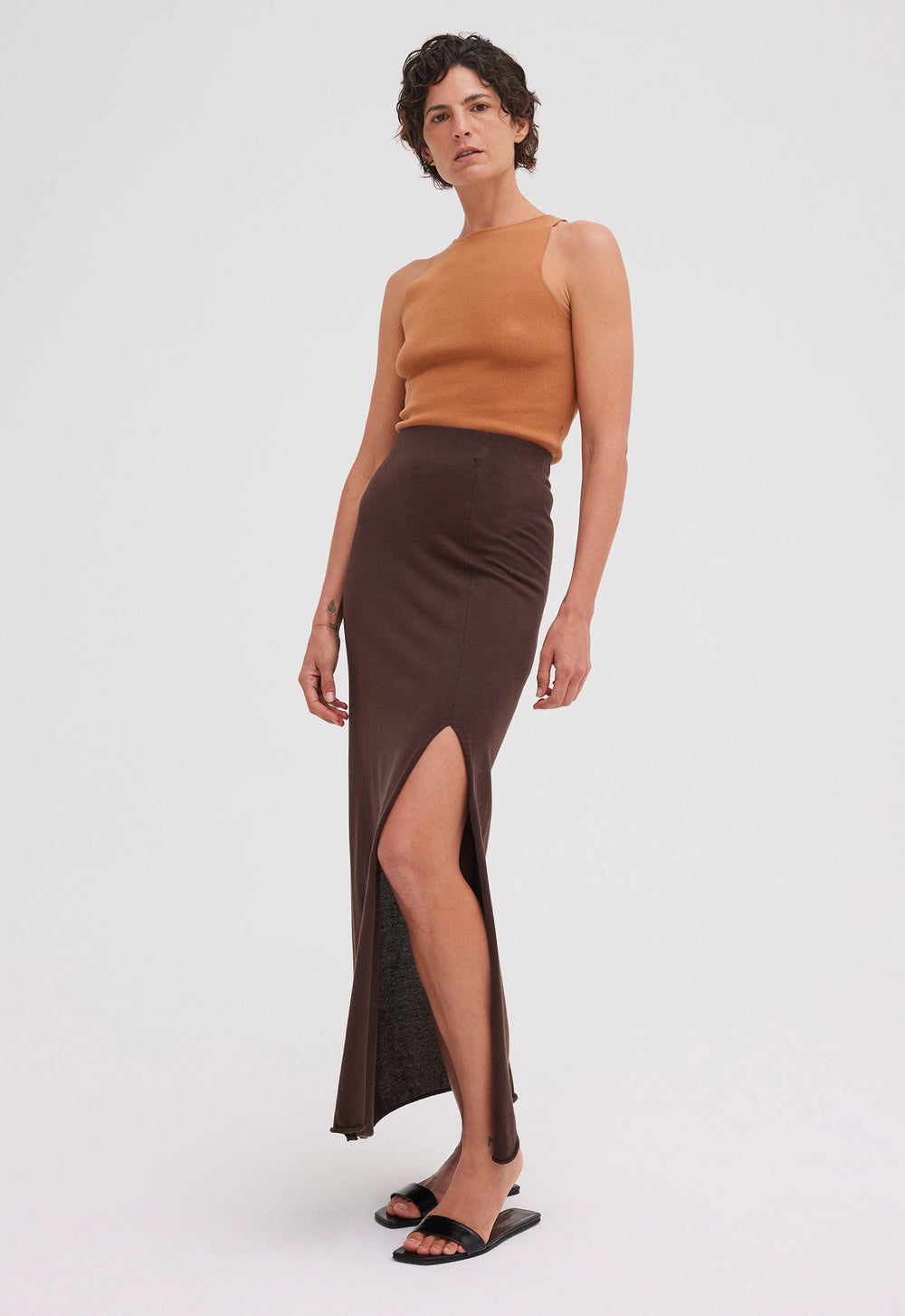 Jac+Jack FINCH COTTON SKIRT in Clove Brown